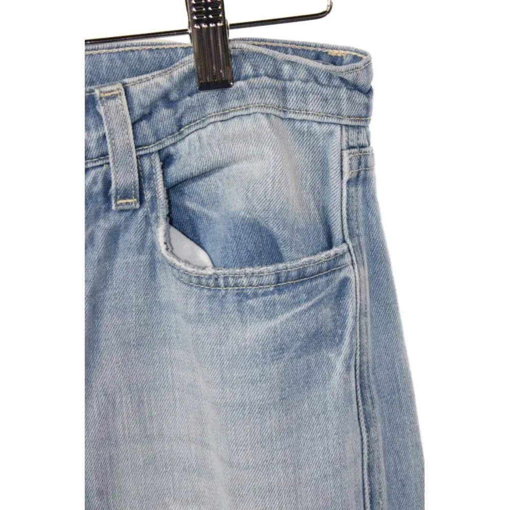 L'Agence Womens Wide-Leg Jeans Blue 100% Cotton Mid Rise Button Size 24